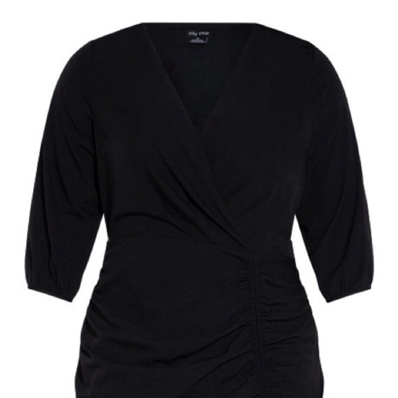 NEW City Chic Sexy Black Ruche Dress Size 20 - Picture 4 of 7